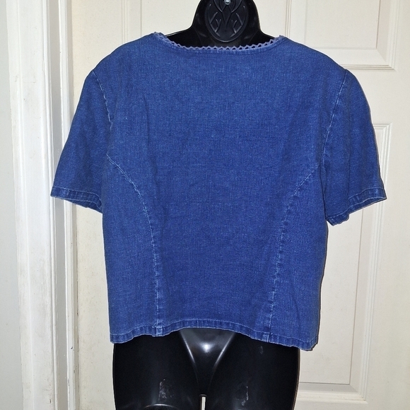 Requirements embroidered jean button up blouse size Large - Picture 4 of 7